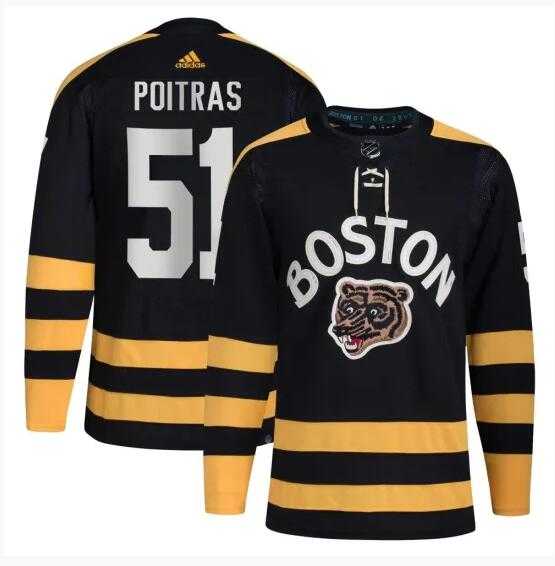 Mens Boston Bruins #51 Matthew Poitras Black Winter Classic Primegreen Stitched Jersey Dzhi